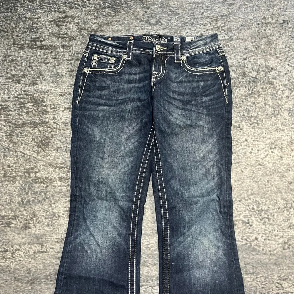 Miss Me Jeans Womens 26 (29x31) Blue Easy Boot Cut Low Rise Flare Rhinestone Y2K